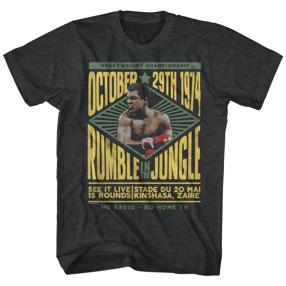 Muhammad Ali T-Shirt Rumble In The Jungle 1974 Black Heather